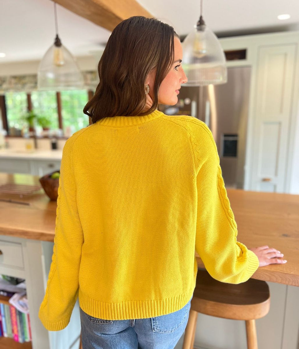 Yellow Textured Cable Knit Jumper