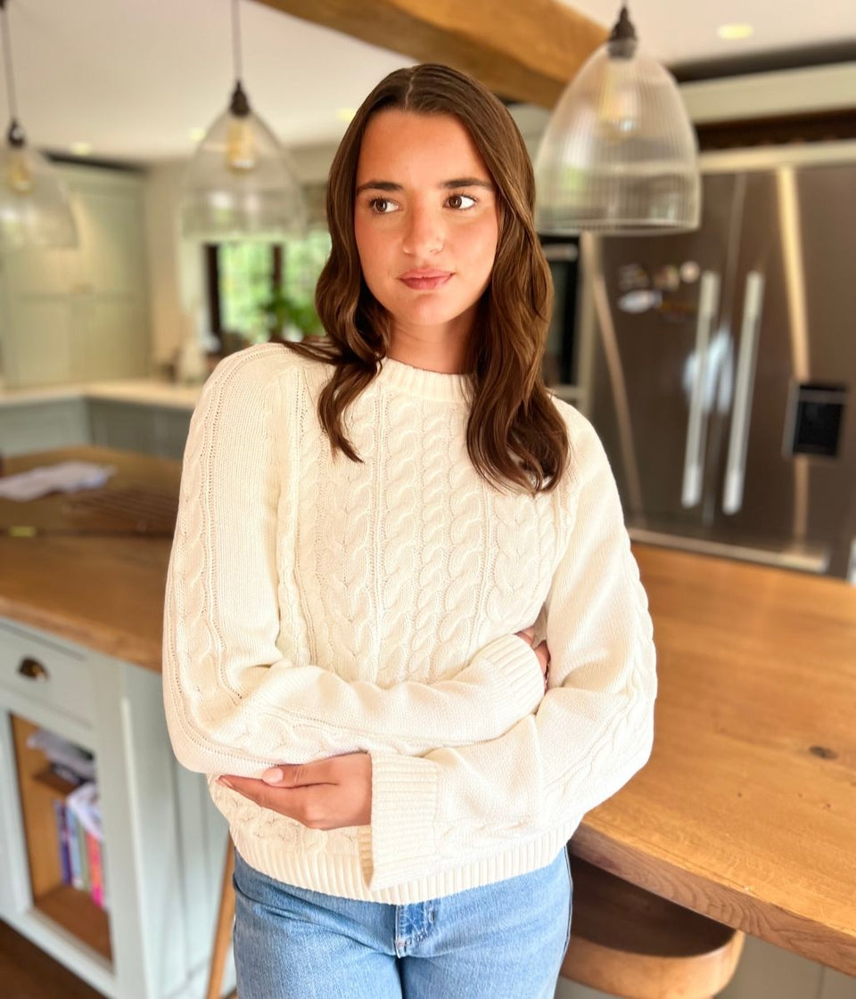Ivory Textured Cable Knit Jumper