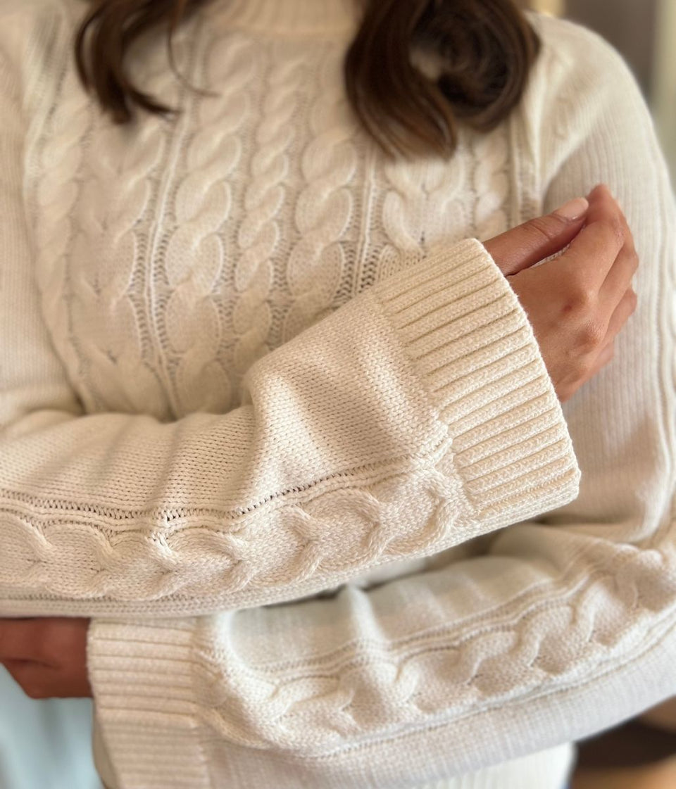Ivory Textured Cable Knit Jumper