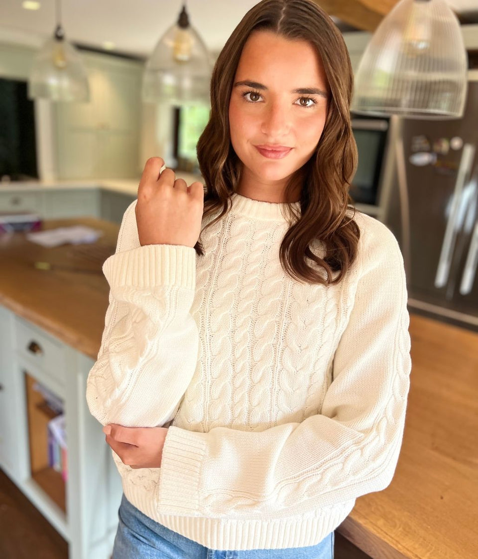 Ivory Textured Cable Knit Jumper