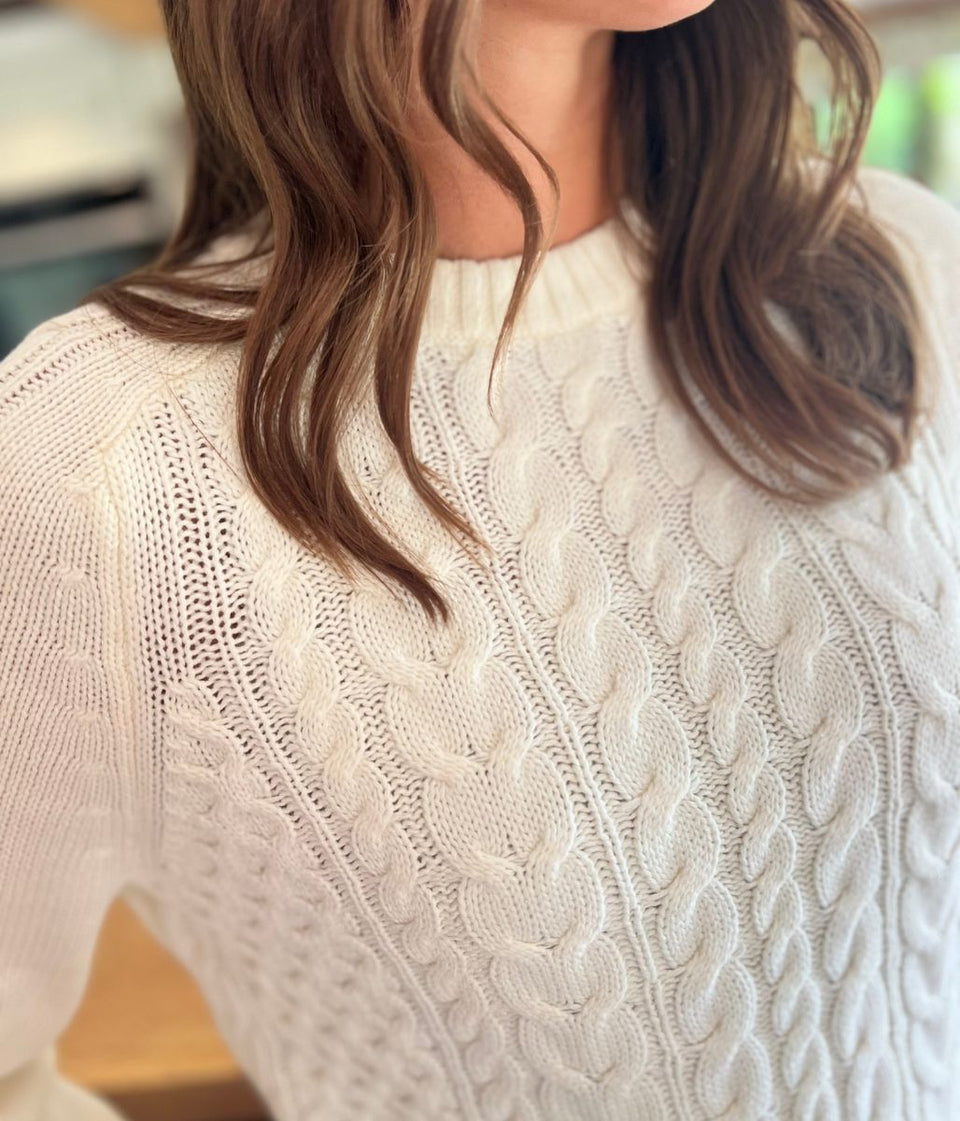 Ivory Textured Cable Knit Jumper