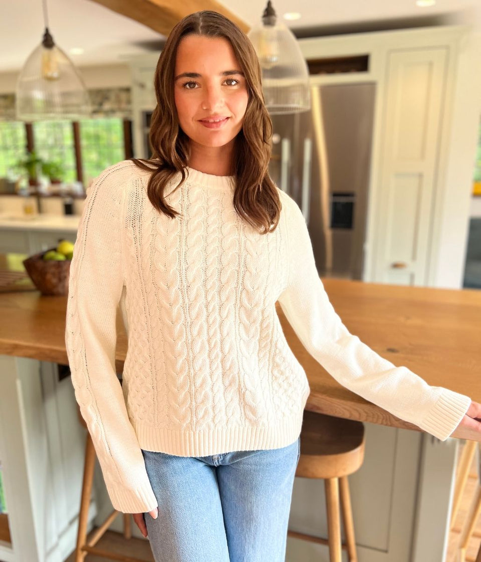Ivory Textured Cable Knit Jumper