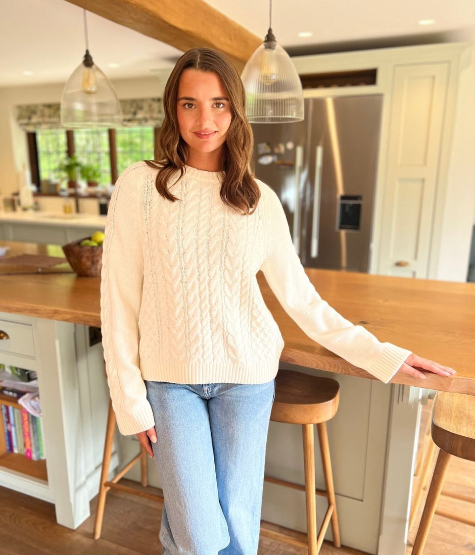 Ivory Textured Cable Knit Jumper