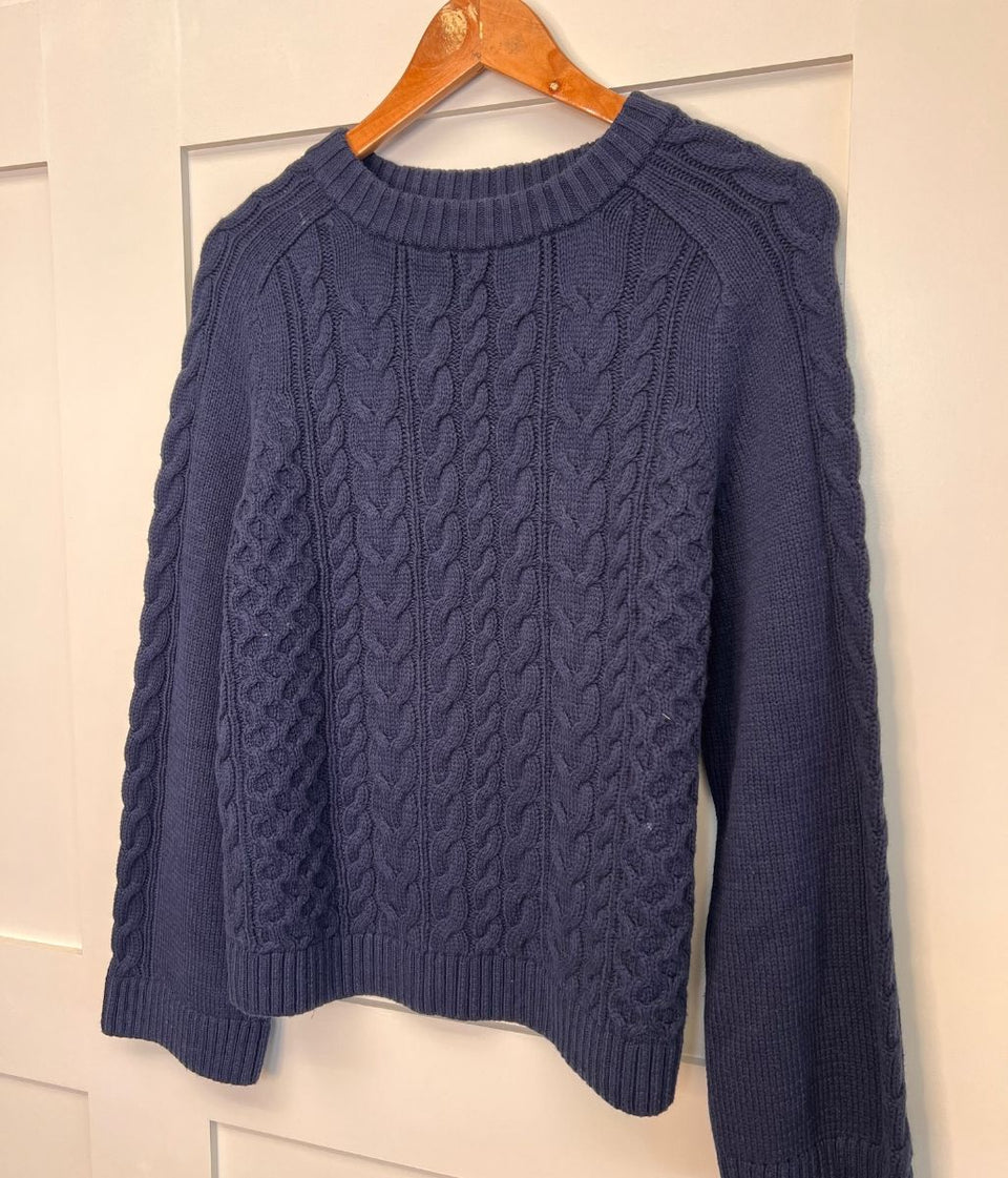 Navy Textured Cable Knit Jumper