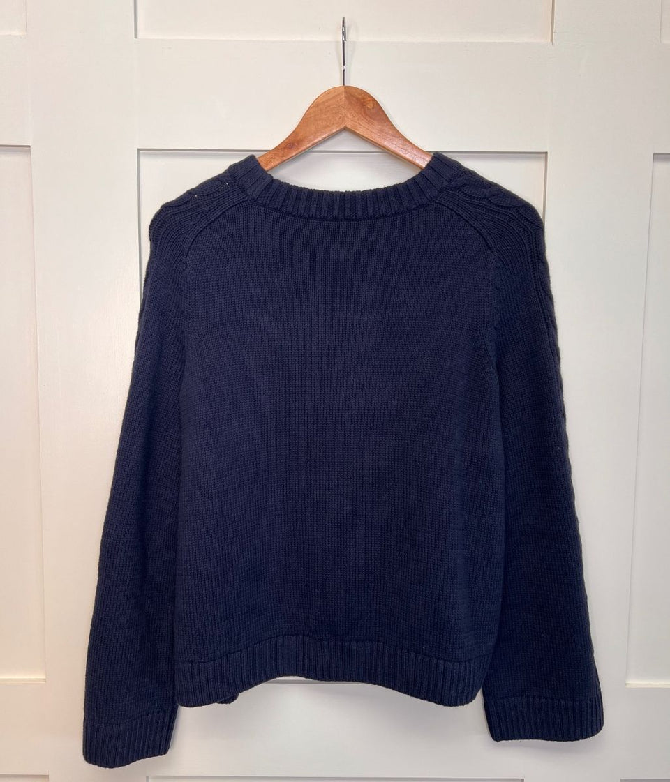 Navy Textured Cable Knit Jumper