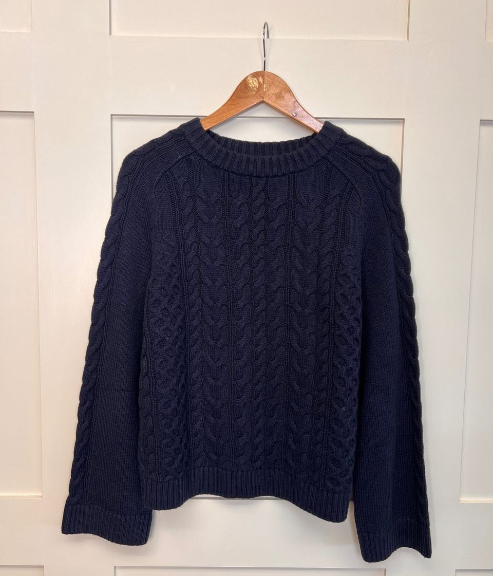 Navy Textured Cable Knit Jumper