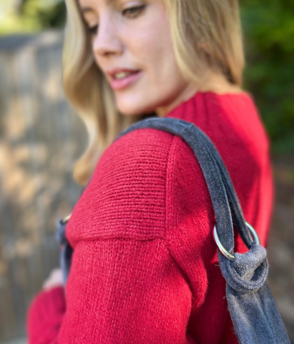 Red V Neck Knitted Jumper