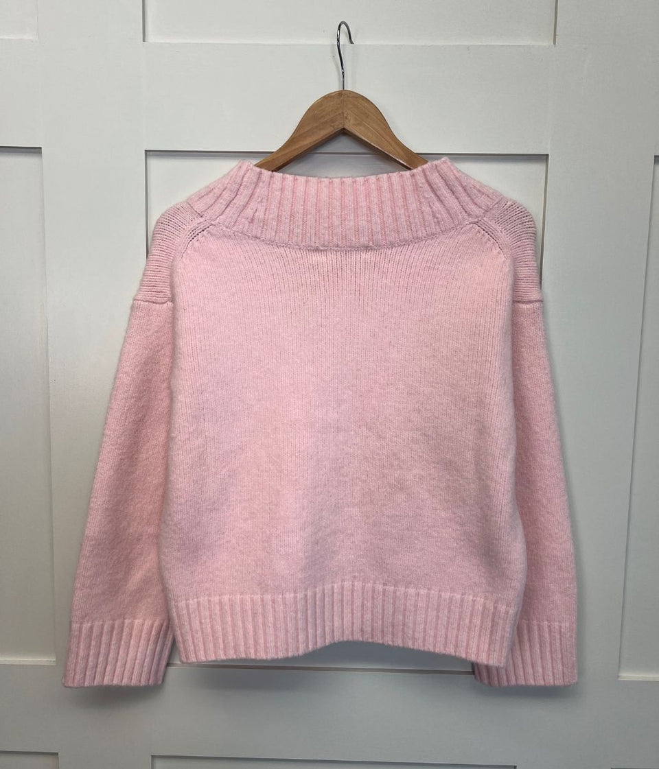 Pink V Neck Knitted Jumper