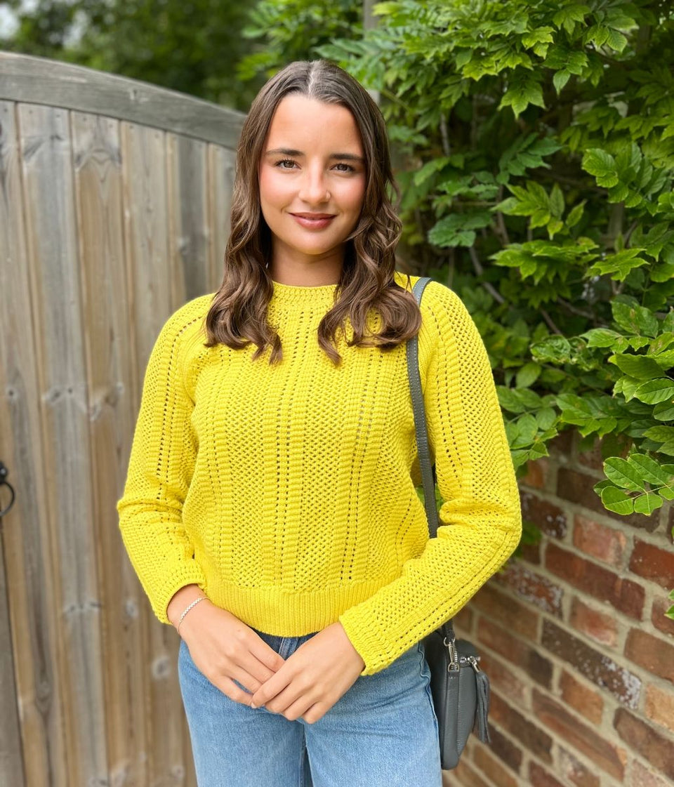 Mustard Cotton Blend Textured Jumper