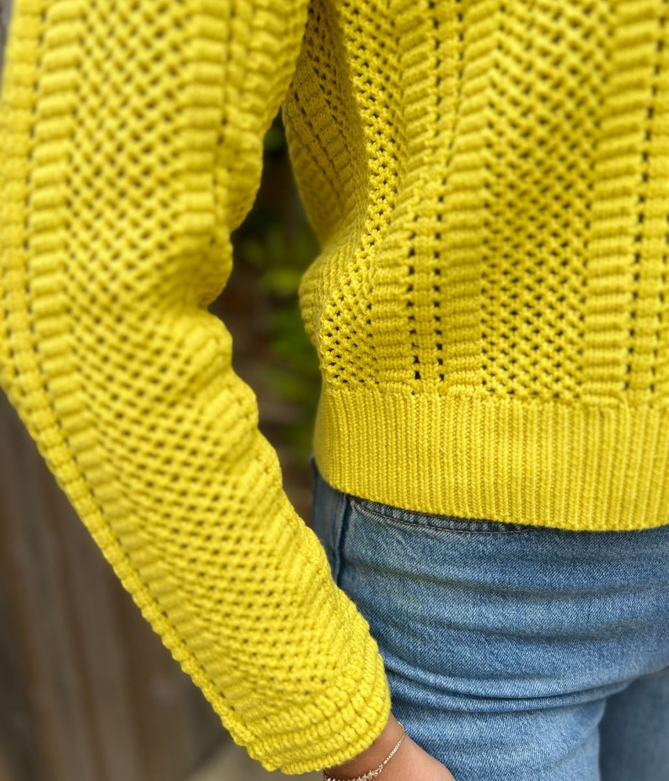 Mustard Cotton Blend Textured Jumper