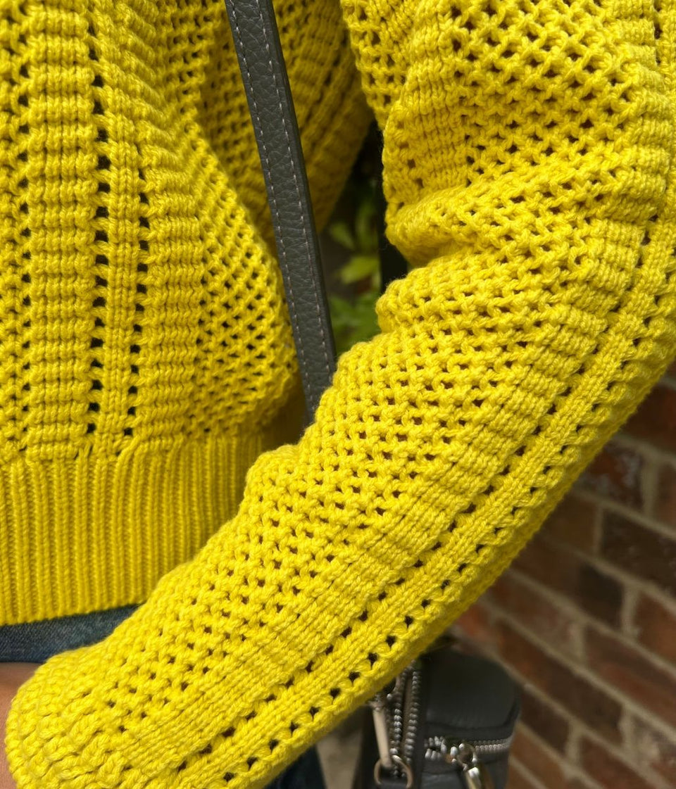 Mustard Cotton Blend Textured Jumper