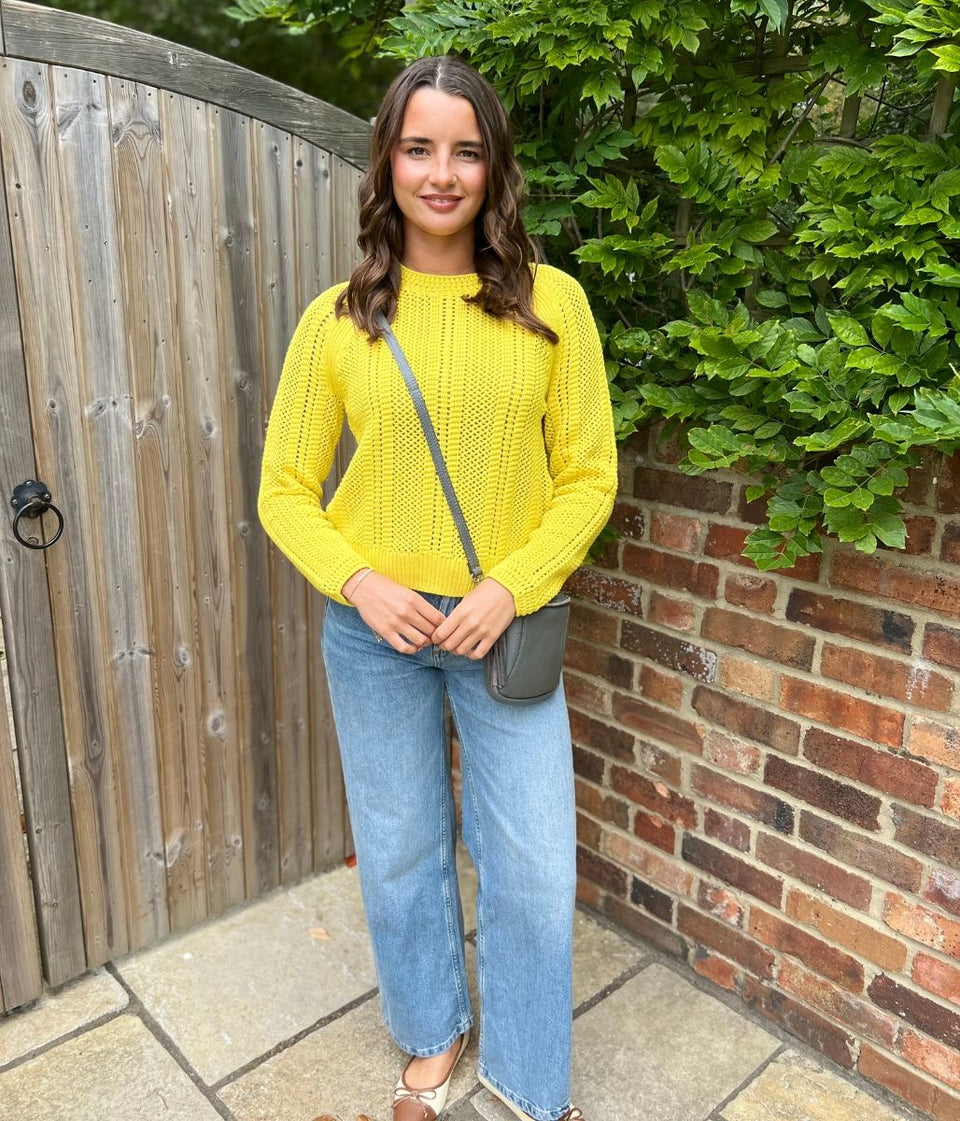 Mustard Cotton Blend Textured Jumper