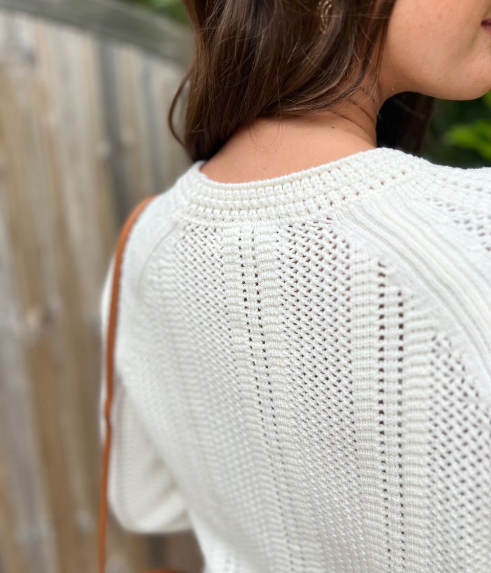 Ivory Cotton Blend Textured Jumper