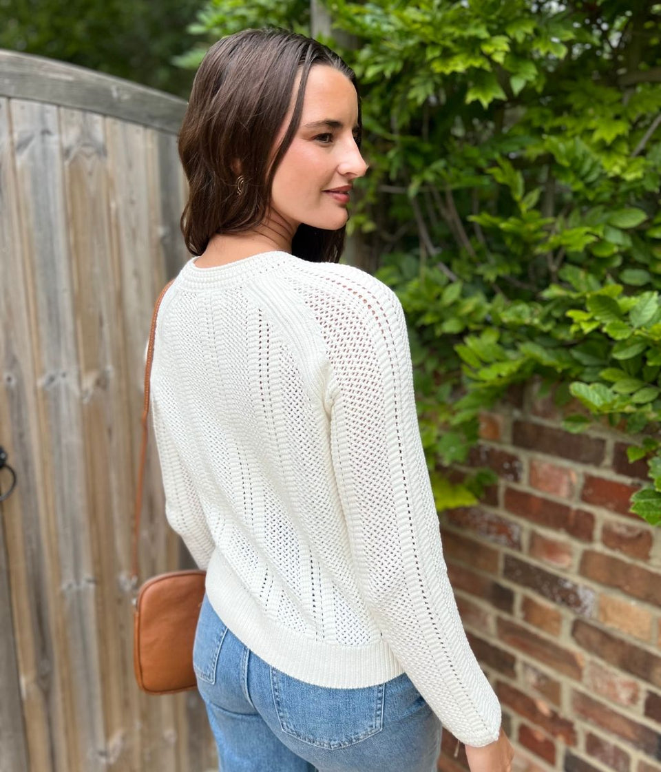 Ivory Cotton Blend Textured Jumper