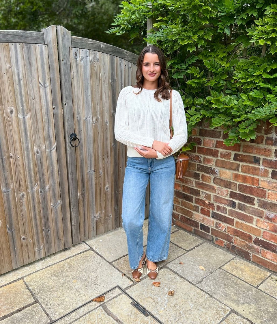 Ivory Cotton Blend Textured Jumper