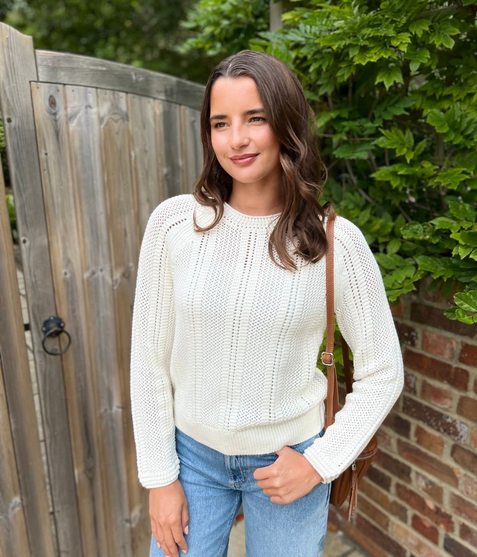 Ivory Cotton Blend Textured Jumper