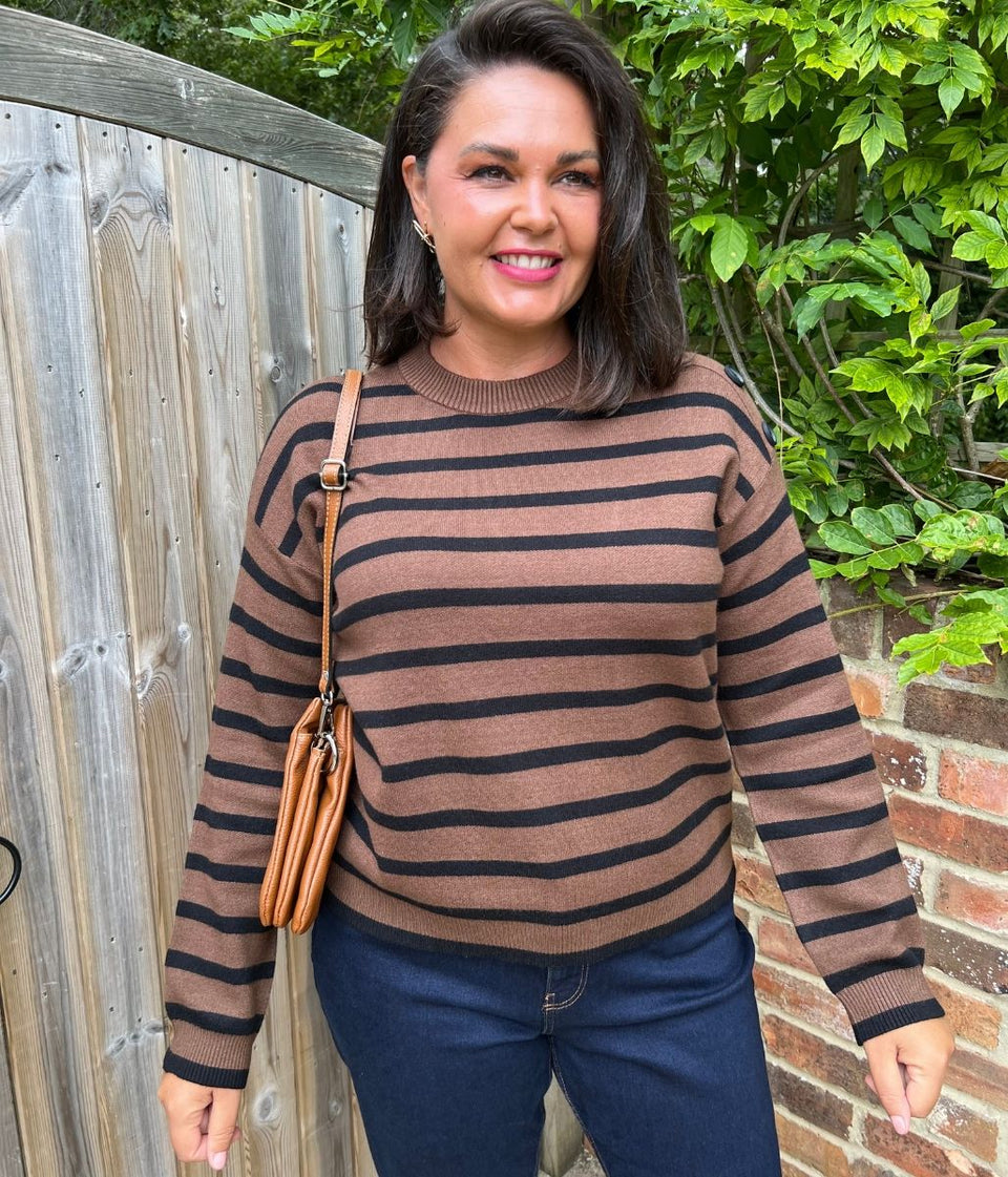 Brown Breton Striped Jumper