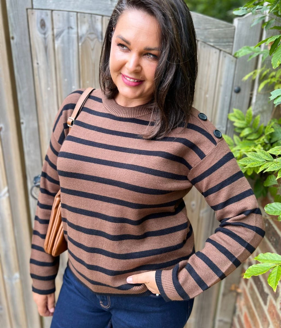 Brown Breton Striped Jumper