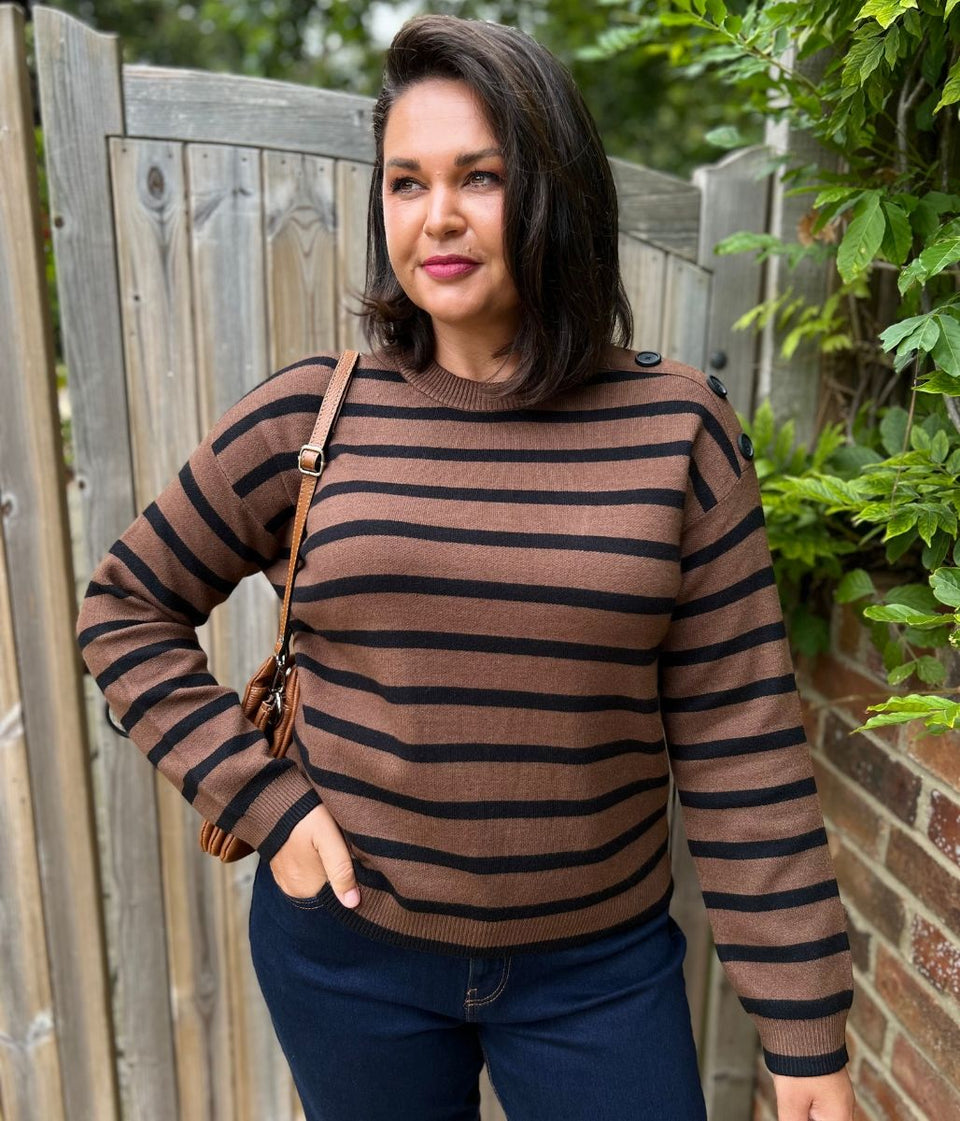 Brown Breton Striped Jumper