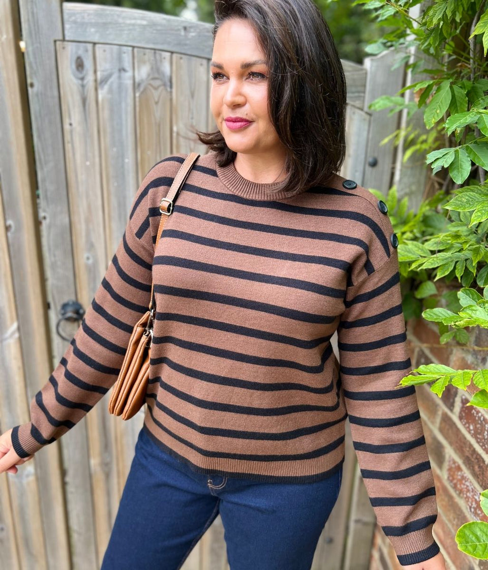Brown Breton Striped Jumper