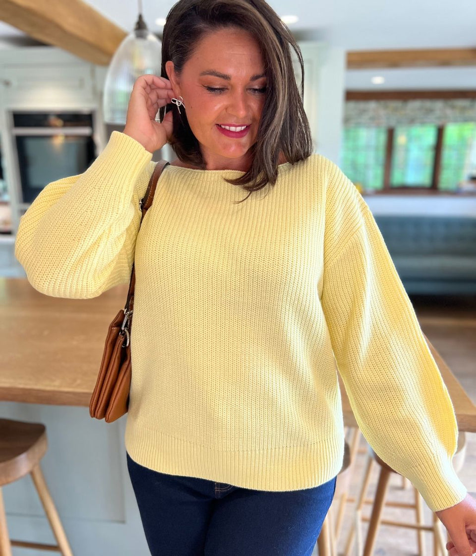 Yellow Boat Neck Knitted Jumper