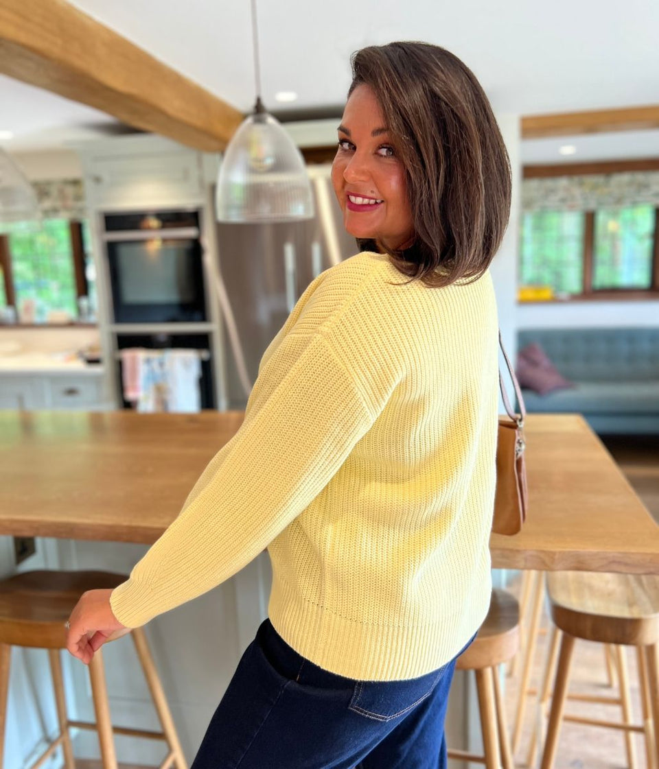 Yellow Boat Neck Knitted Jumper