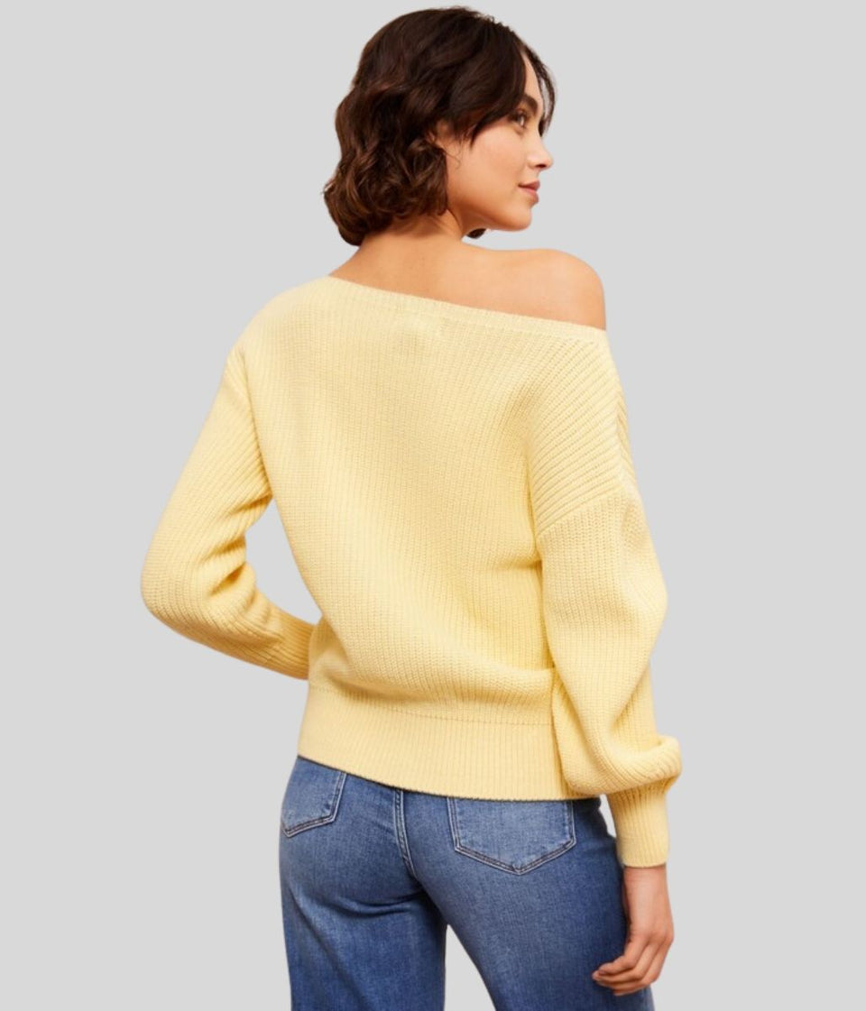 Yellow Boat Neck Knitted Jumper