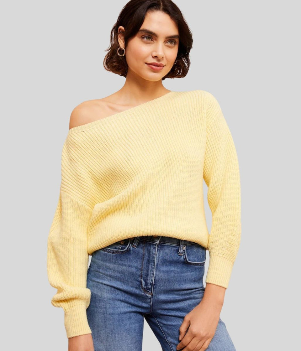 Yellow Boat Neck Knitted Jumper