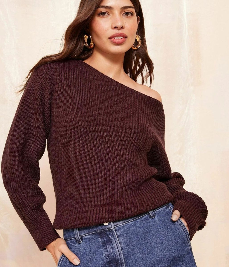 Grape Boat Neck Knitted Jumper