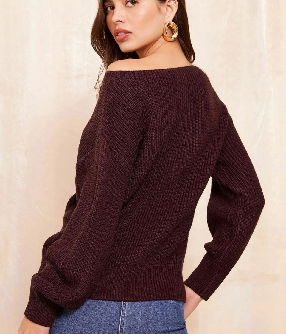 Grape Boat Neck Knitted Jumper