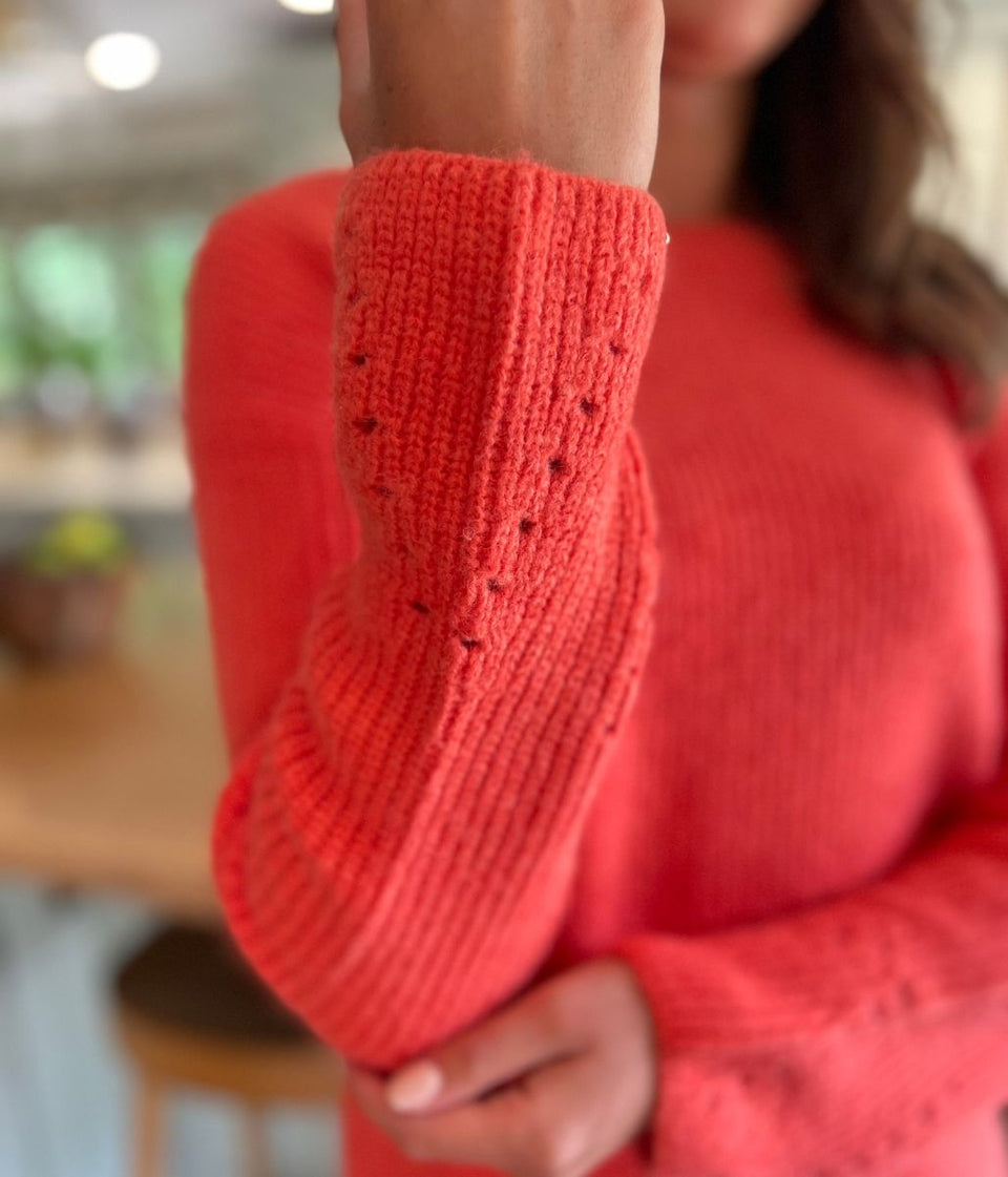 Coral Wool Blend Pointelle Jumper