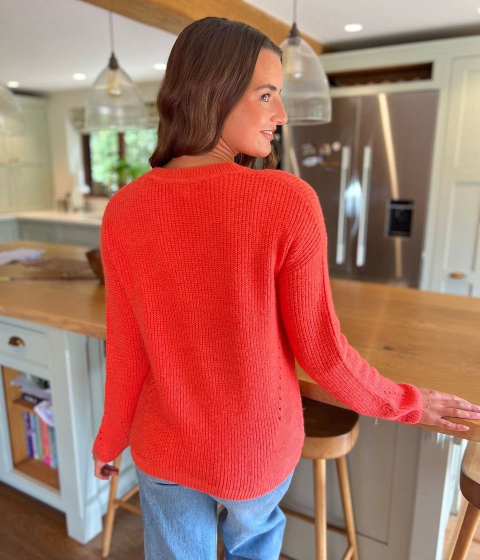 Coral Wool Blend Pointelle Jumper