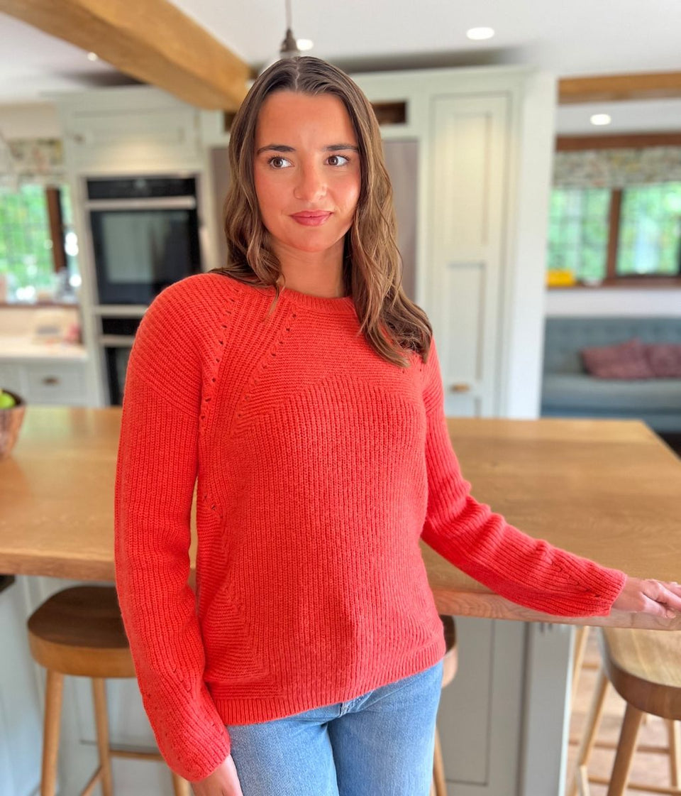 Coral Wool Blend Pointelle Jumper
