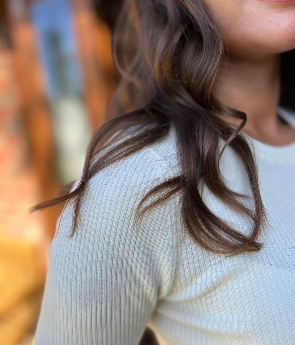 Ivory Merino Wool Ribbed Jumper