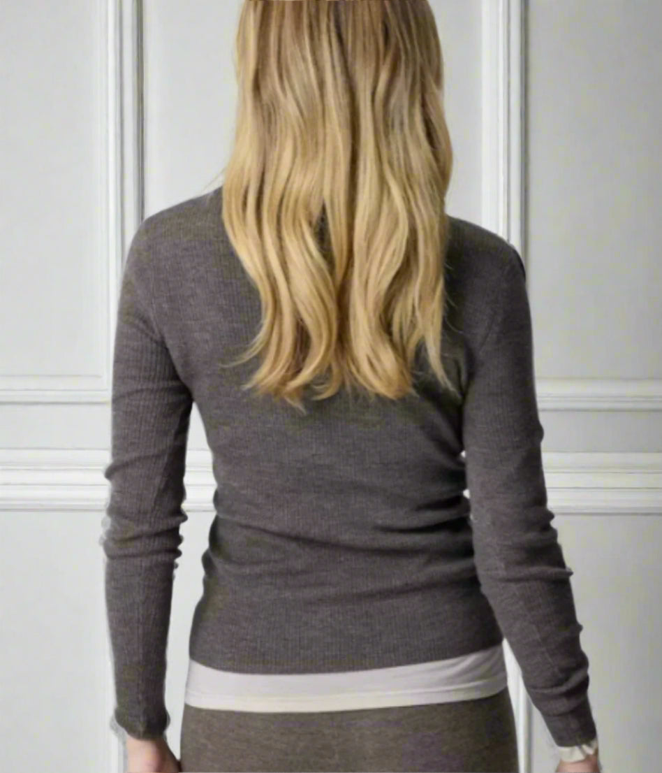 Brown Merino Wool Ribbed Jumper