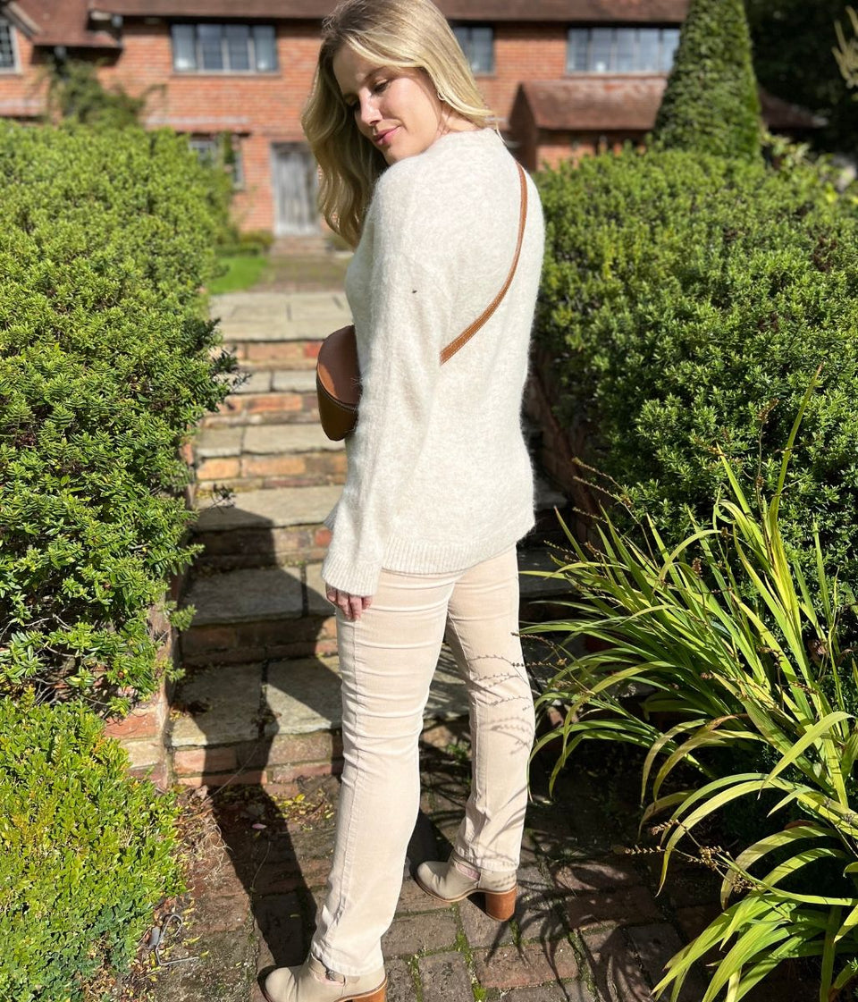Ecru Alpaca Blend Crew Neck Jumper