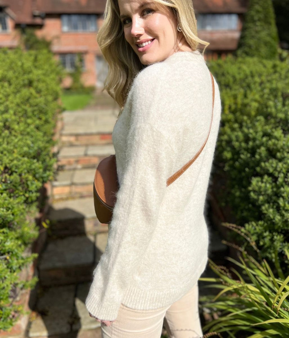 Ecru Alpaca Blend Crew Neck Jumper