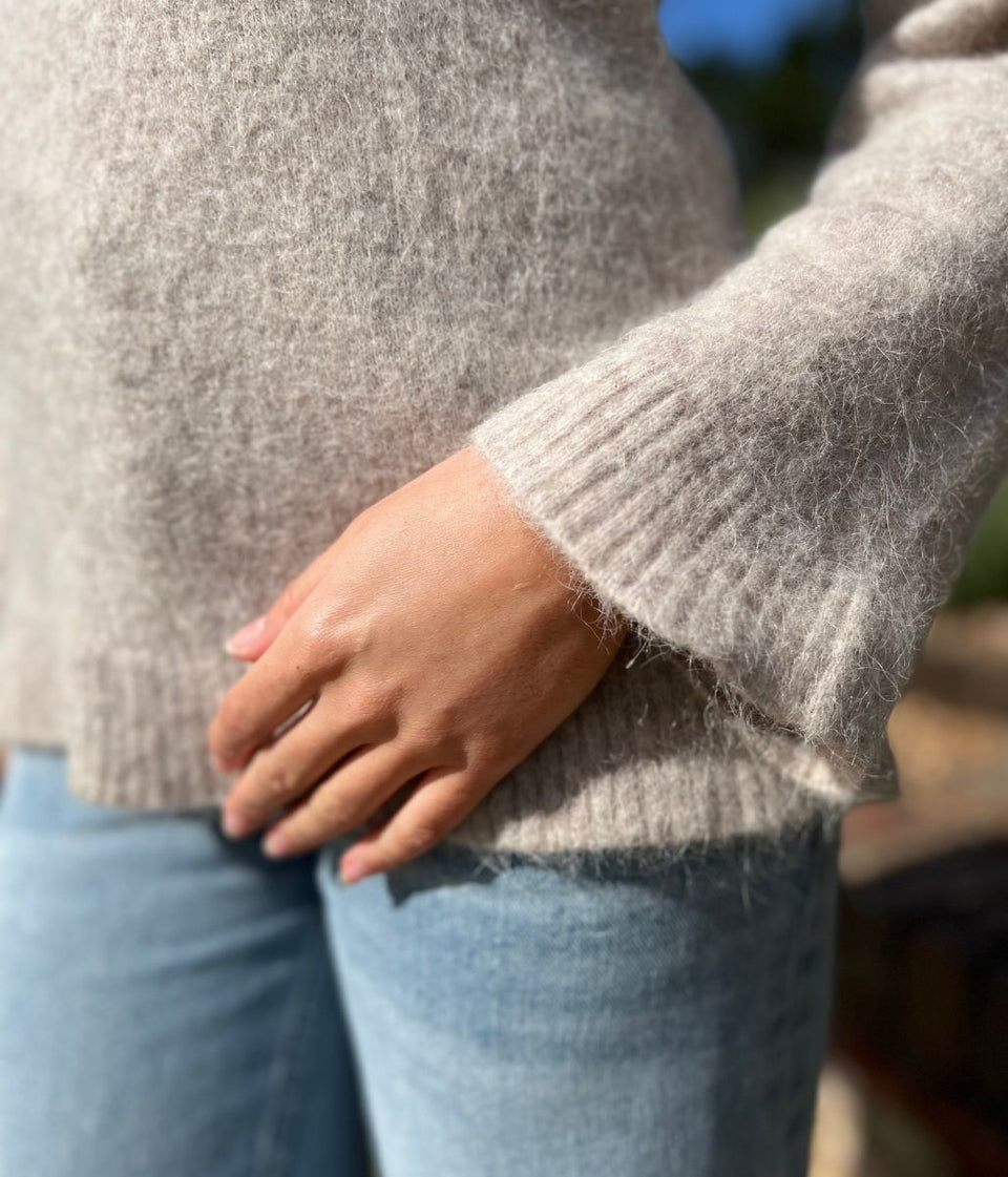 Stone Alpaca Blend Crew Neck Jumper