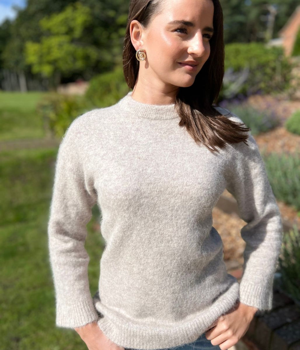 Stone Alpaca Blend Crew Neck Jumper