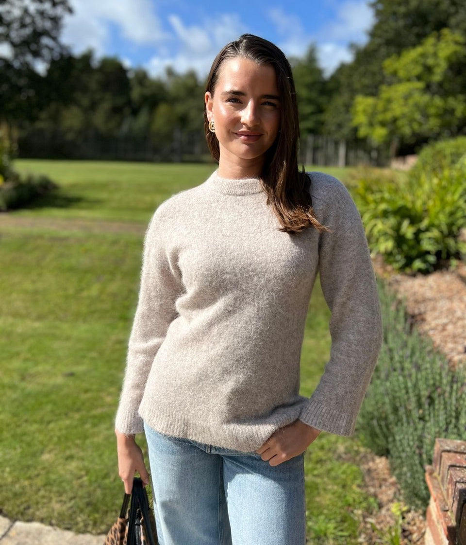 Stone Alpaca Blend Crew Neck Jumper