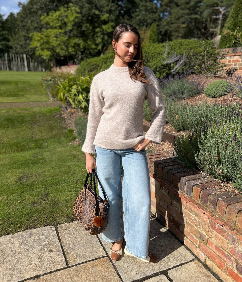 Stone Alpaca Blend Crew Neck Jumper