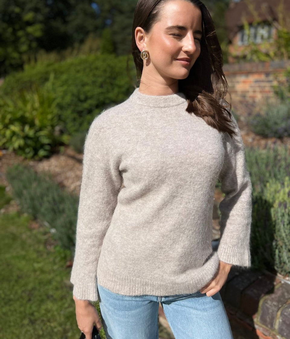 Stone Alpaca Blend Crew Neck Jumper