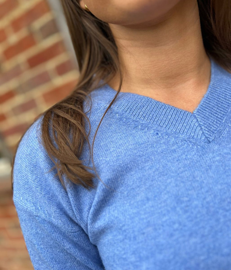 Blue Soft V Neck Jumper