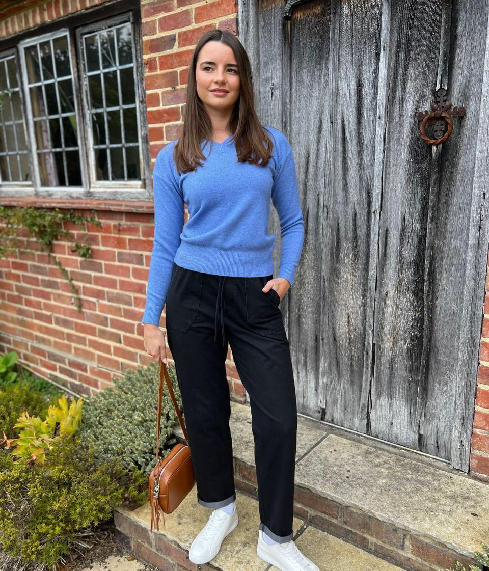 Blue Soft V Neck Jumper