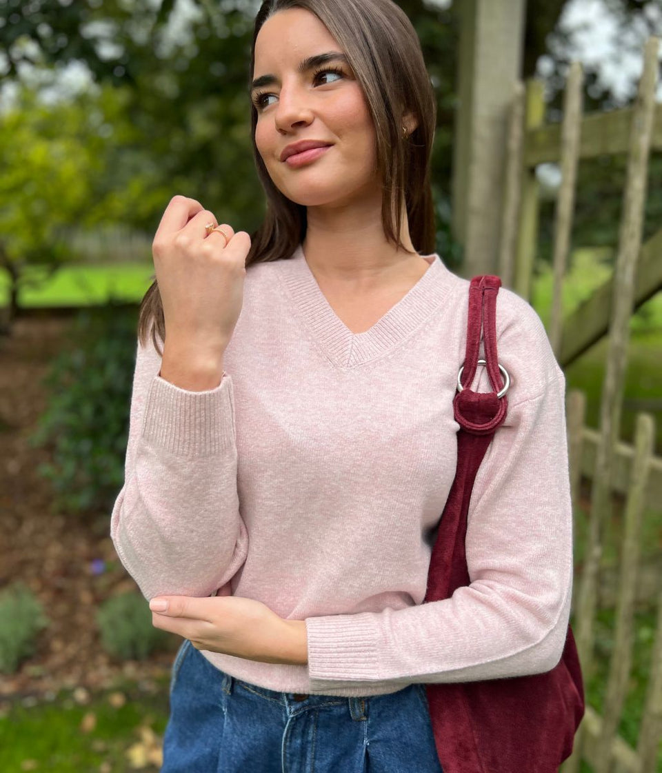 Light Pink Soft V Neck Jumper