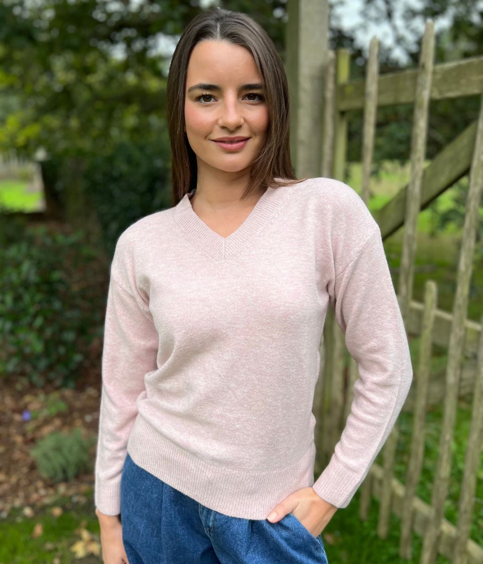 Light Pink Soft V Neck Jumper