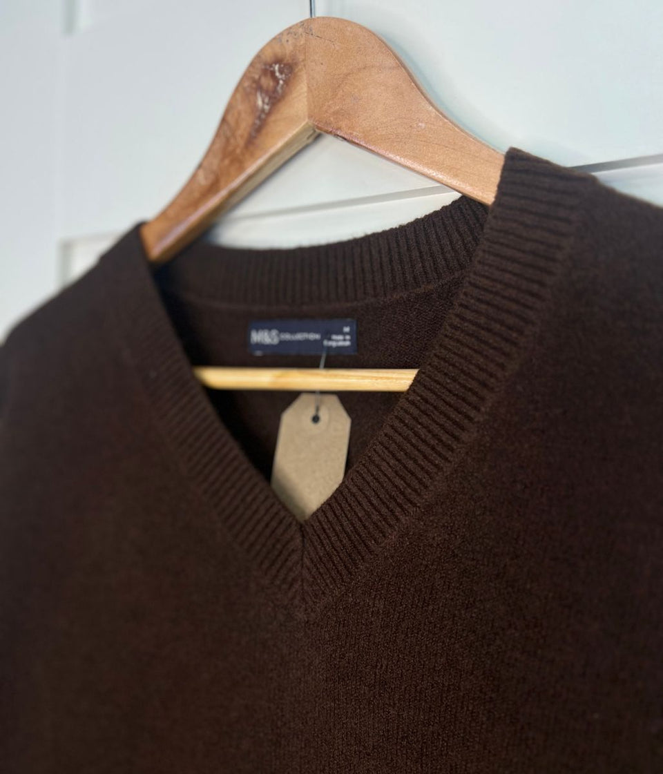 Brown Soft V Neck Jumper