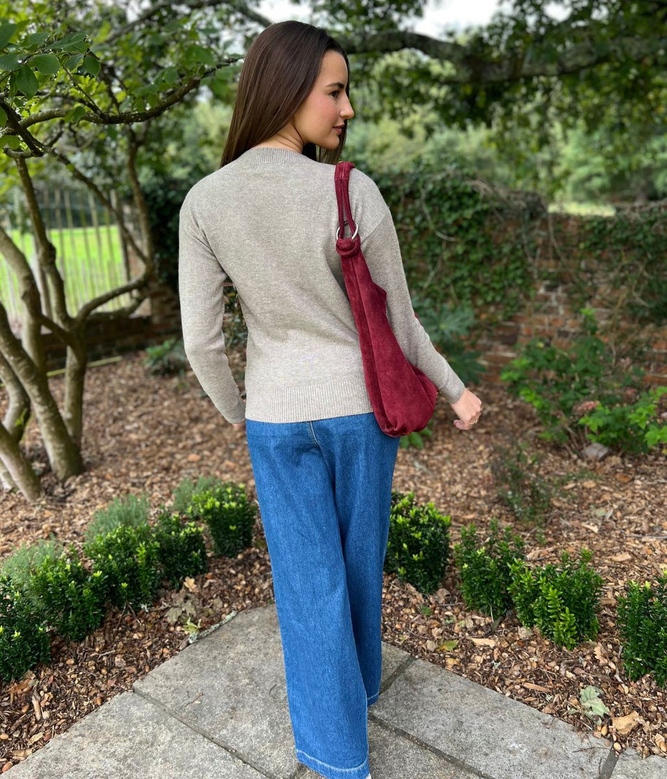 Beige Soft V Neck Jumper