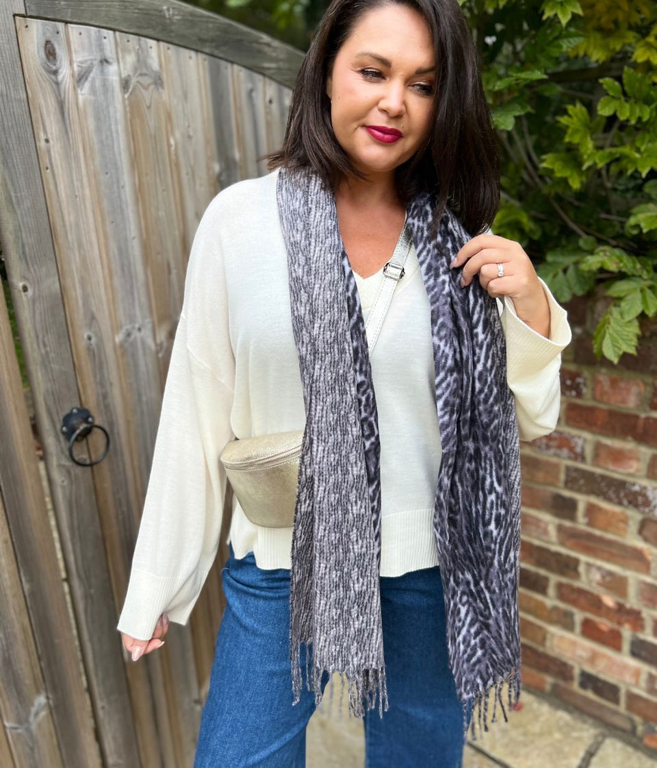 Ivory V Neck Fine Merino Wool Jumper