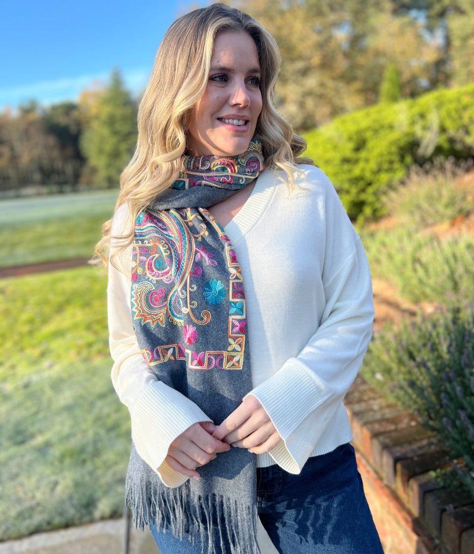 Ivory V Neck Fine Merino Wool Jumper